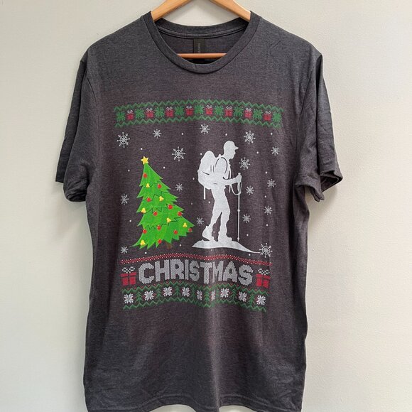 Christmas‎ Ugly Sweater Style Holiday T Shirt Hiking Graphic Print New Medium - Picture 2 of 3